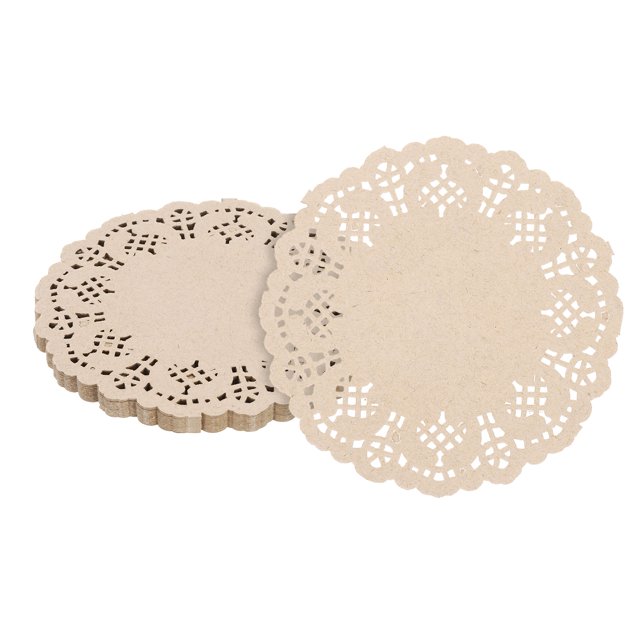 50pcs Paper Doilies, 3.5 Inch Lace Paper Doilies, Disposable Paper Placemats Brown