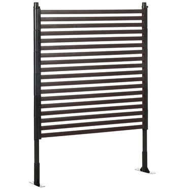 Outsunny Picket Metal Garden Fence 4 ft Outdoor Fencing with Feet, Brown