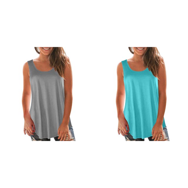 (Lot de 2) Kcodviy Femmes Décontracté Été Ample Actif Hauts Amples pour Femmes Sans Manches Col Rond Gilet Hauts pour Hommes Débardeur Chemise Tunique Blouse 3X Hauts pour Femmes Camisole