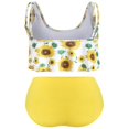 thumbnail image 2 of Women 2Pcs Padded Ruffle Strappy Crop Tops High Waist Bikini Set Swimsuit Swimwear Summer, 2 of 2