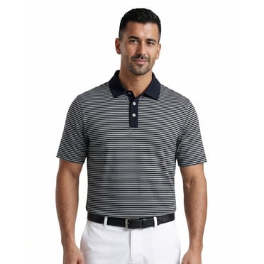 PGAT TOUR Course Essentials Men's Feeder Stripe Short Sleeve Polo Shirt