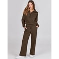 thumbnail image 2 of Women 2 Piece Outfits Sweatsuit Set 2023 Fall Oversized Half Zip Sweatshirt Wide Leg Sweatpant Lounge Set Tracksuit, 2 of 4