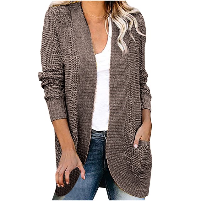 Cardigans pour Femmes Légers Automne et Hiver Cardigan Long Décontracté pour Femmes avec Poches
