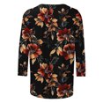 thumbnail image 3 of UPPADA Blouses pour Femmes Grande Taille à Manches 3/4, T-Shirts à Imprimé Floral Teintable, Chemises Décontractées Tendance à Col Rond, Chandails Confortables à Enfiler, Hauts Blouses Mignons d'Été, Hauts à Manches 3/4 pour Femmes, Aubaines, 3 of 5