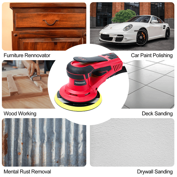 Garvee 350W Brushless Random Orbital Sander, 5 Inch Electric Palm Sander and Polisher Tool for Wood Furniture, Car Polishing, Sanding and Finishing