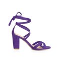 thumbnail image 3 of BLISSFUL STEP Women's Sandals High Block Heels Solid Color Lace up Sandals Purple 6, 3 of 6