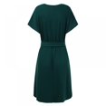 thumbnail image 2 of Women Mini Dress High Waist Short Sleeve Basic Flowy Dress Loose Fit V Neck Solid Color Belted Party Dress, 2 of 9