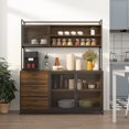 thumbnail image 1 of OXYLIFE Kitchen Sideboard Buffet, Metal Mesh Door Pantry Storage Cabinet Walnut, 1 of 6