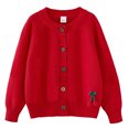 thumbnail image 2 of Zwiiyzr Girls Sweaters Kids Open Front Button Down Long Sleeve Knit Cardigans Sweater Cardigan Jacket 2-8Y Red, 2 of 3