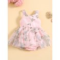thumbnail image 2 of Honganda Barboteuse Robe pour Bébé Fille, Sans Manches Broderie Fleur Patchwork Body Vêtements d'Été, 2 of 9