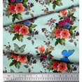 thumbnail image 2 of Soimoi Poly Georgette Fabric Leaves, & Peony Floral Printed Craft Fabric by The Yard 52 Inch Wide, 2 of 3