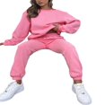 thumbnail image 3 of Femmes Sweat-Shirt Ensemble Manches Longues Col Rond Pantalons de Survêtement Ensemble Solide Activewear Set, 3 of 5