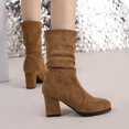 thumbnail image 3 of B91xZ Bottes de Cowboy pour Femmes Bottes de Cowboy Rétro Bottes Chaudes d'Hiver de Noël à Talon Compensé Bottes pour Femmes, Brun 7, 3 of 5