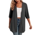 thumbnail image 1 of Timegard Cardigans for Women 1/2 Sleeve Open Front Lightweight Solid Color Casual Loose Jacket Tops, 1 of 5