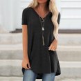 thumbnail image 2 of Fridja Femmes Mode Grande Taille Imprimer V Cou Manches Courtes T-shirt Blouse, 2 of 5
