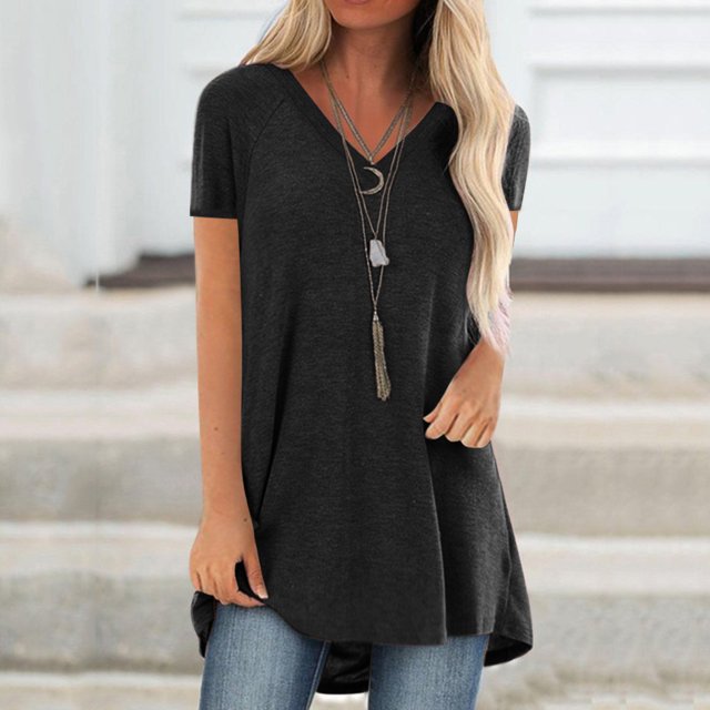 TIMIFIS T-Shirt à Manches Courtes à Col en V Imprimé Floral pour Femme, Tunique Décontractée Fluide Plissée, Hauts Blouse