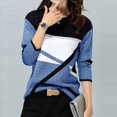 thumbnail image 2 of Blouse à Manches Longues pour Femmes Mode Décontractée Col Rond Couture Contraste Couleur T-Shirt Blouse à Manches Longues Blouse, 2 of 9