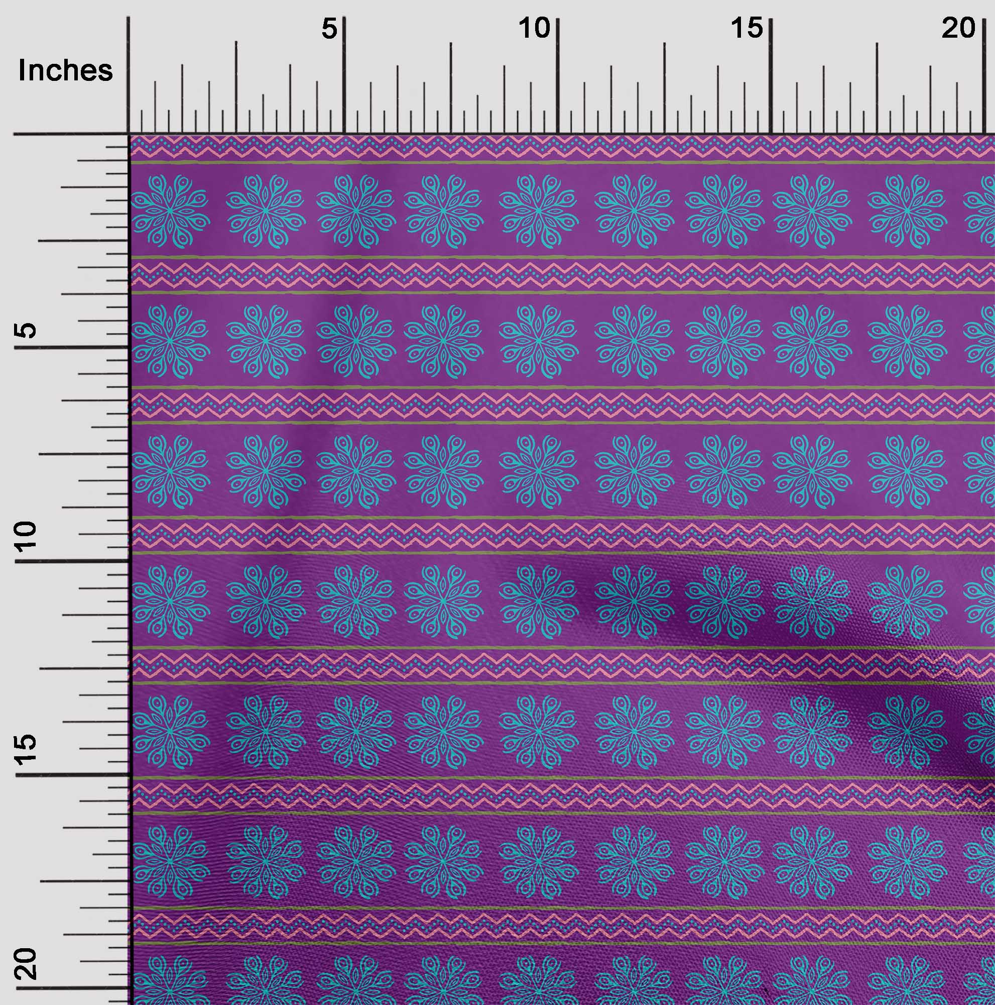 oneOone Cotton Poplin Fabric Floral & Chevron Block Printed Craft Fabric BTY 42 Inch Wide