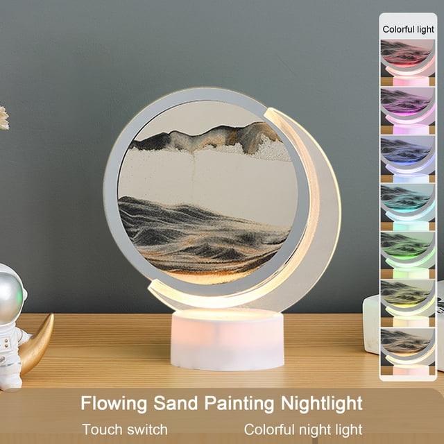 USB Streaming Sand Painting Night, Three-Dimensional Painting, Decorative Home Gifts Bedside Ambient Sand Painting LED Table Lamp(5ML)