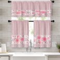 thumbnail image 1 of Pink Rose Kitchen Curtains Floral Window Curtains Valance and Tier Set 36 Inch, Romantic Flowers Delicate Rod Pocket Short Tier Curtain, Chic Classic Small Cafe Curtains for Kitchen Decor, 1 of 5