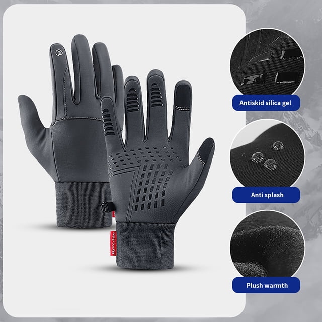 HOARBOEG Outdoor Sports And Winter Non Slip Men And Women Plus Velvet Warm Ski Riding Windproof Gloves