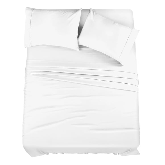 Casavia- Draps 100 % Coton Naturels California Très Grand, Ensemble de Draps de Qualité Supérieure - 400 Fils - Satin de Coton Doux - Poche Profonde, Ajustement Facile, Respirant, Ensemble de 4 Pcs - (Draps Blanc Éclatant)