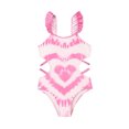 thumbnail image 1 of Girl Swimsuit One Piece Bathing Suits Sleeveless Flounce Printed Athletic Bathing Suits 7-8 Years, 1 of 8