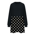 thumbnail image 4 of EQWLJWE Mode Femmes Décontracté Ample Col Rond Manches Longues Impression à Pois Ondulés Confortable Fluide Robes Imprimées Chandails Mini-Robe Robes de Retour à la Maison 2023, 4 of 6