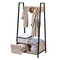 thumbnail image 1 of Entryway Metal Cabinets Shelf Storage Coat Rack,Garment Rack Shoe Bench with 2 Wood Drawers and Hooks, 1 of 8