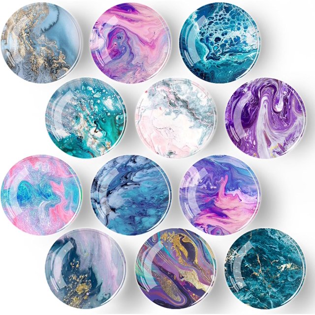 12Pcs Glass Strong Magnetic Refrigerator Magnets Fridge Sticker, Small Magnets Decoration for Crafts, Cute Fridge Magnets for Whiteboard Kitchen Office Cabinet Classroom