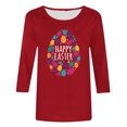 thumbnail image 4 of EGNMCR Easter T-Shirt Imprimé Graphique pour Femmes, Mode Décontractée de Noël, Col Rond, Manches 3/4, T-Shirts pour Femmes, 4 of 4