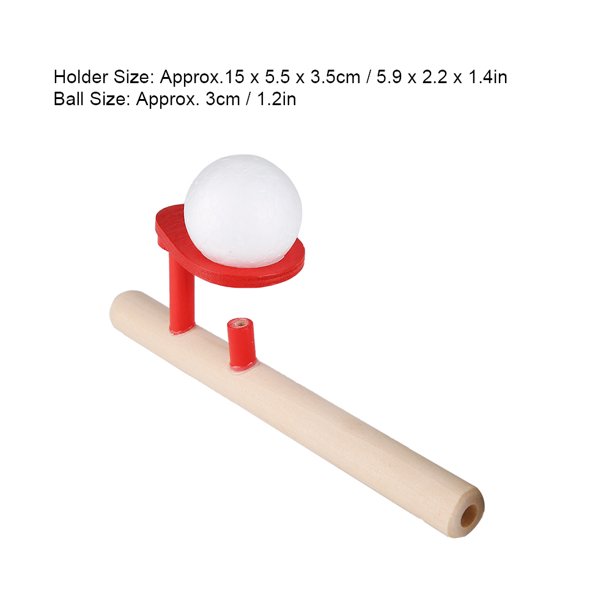 Jouet à Balle Et Tube Soufflé En Bois – 15 X 5 Cm – Flotteur Avec Balles En Mousse – Coordination Et Souffle – Dès 3 Ans