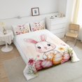 thumbnail image 4 of Erosebridal Cartoon Bunnies Rabbit Bedding Full Comforter Set, Watercolor Easter Eggs Blossoms Down Comforter, Reversible 3 Pieces, 4 of 8