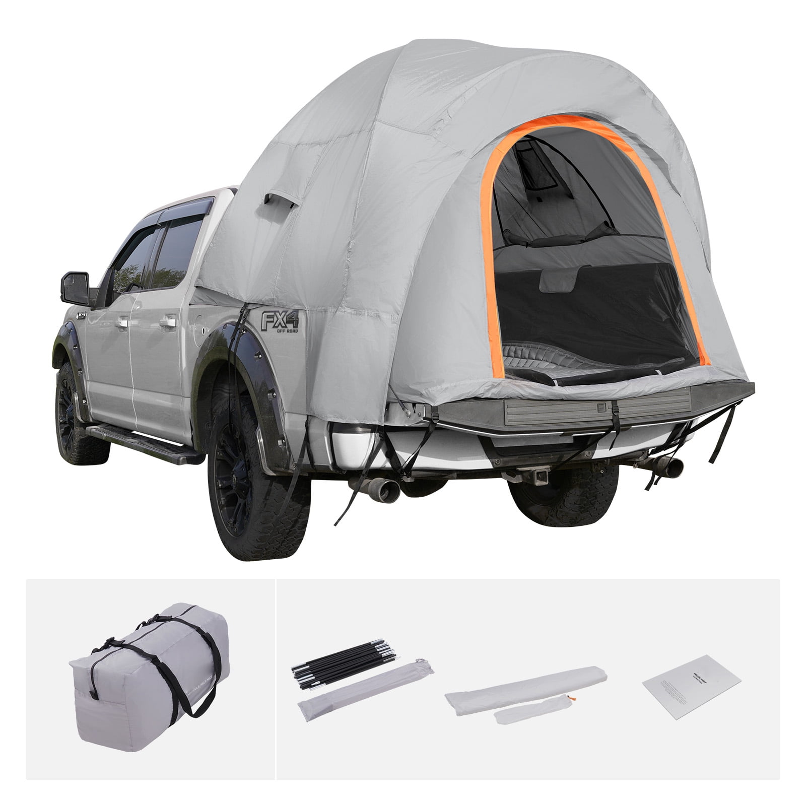KFFKFF SUV Camping Tent, 8'-8' SUV Tent Attachment for Camping with Rain Layer and Carry Bag, PU2000mm Double Layer Truck Tent, Accommodate 6-8 Person, Rear Tent for Van Hatch Tailgate