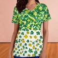 thumbnail image 4 of Mceream Nurse St Patricks Day Shirt for Womens Breathable Plus Size Nurse Working Uniform Shamrocks Print Scrub Tops V Neck Short Sleeve Fun Nursing Uniforms Green XXXXL, 4 of 6