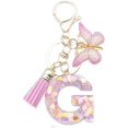 thumbnail image 1 of ORUYROP Initials Letter Keychain Pink Tassel Butterfly Pendant for Women Girls Wallet Backpack Purses, 1 of 4