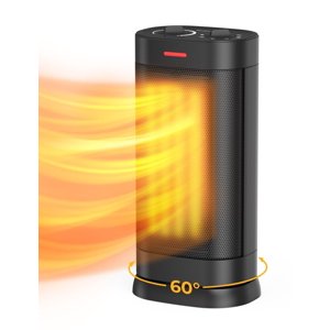 1500W Space Heater for Indoor Use, 2S Fast Heating PTC Ceramic Heater with Adjustable Thermostat, ECO Mode, 1-24H Timer, Safety P