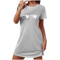 thumbnail image 1 of Chemises de Nuit Imprimées pour Femmes Manches Courtes T-Shirts de Nuit Vêtements de Nuit Décontractés Robe de Pyjama Imprimée Douce et Confortable Robe de Sommeil Classique Chemises de Nuit Gris G, 1 of 5
