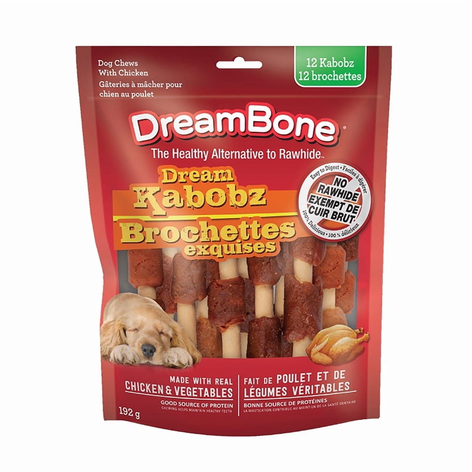 DreamBone Brochettes 12 Unités, Gâteries à Mâcher Sans Cuir Brut pour Tous les Chiens