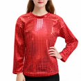 thumbnail image 1 of EGNMCR Blouses et Chemises à Manches Longues Col Rond Tenue de Performance Pailletée pour Enfants T-shirt à Manches Longues Col Rond pour Enfants polyester top, 1 of 6