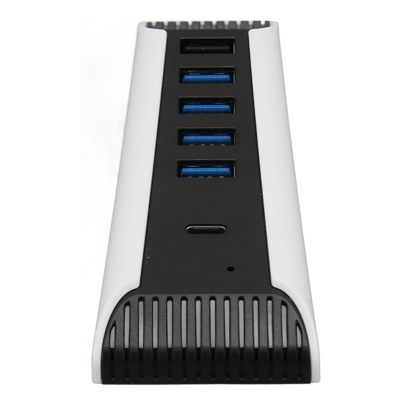 USB High Speed Expansion Hub, 5 Port Portable ABS USB Hub 1x USB C Plug and Play 1x USB Fast Charging Port  for Game Console