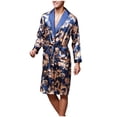 thumbnail image 2 of Gift TIMIFIS Men's Satin Robe Silk Robe Classic Long Bathrobe Lightweight Loungewear Bathrobe V Neck Sleepwear pring/Summer, 2 of 6