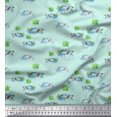 thumbnail image 1 of Soimoi Green Cotton Poplin Fabric Tree & Rhinoceros Animal Print Fabric by the Yard 42 Inch Wide, 1 of 5