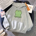 thumbnail image 2 of cllios Womens Cute Cartoon Frog Print Hoodies Long Sleeve Pullover Drawstring Hooded Sweatshirts, 2 of 3