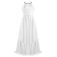 thumbnail image 2 of Miaeowve Robe de Fête Maxi en Chiffon à Paillettes pour Filles, Col Haut, Froncée, Robe de Bal de Mariage Ivoire 14, 2 of 7