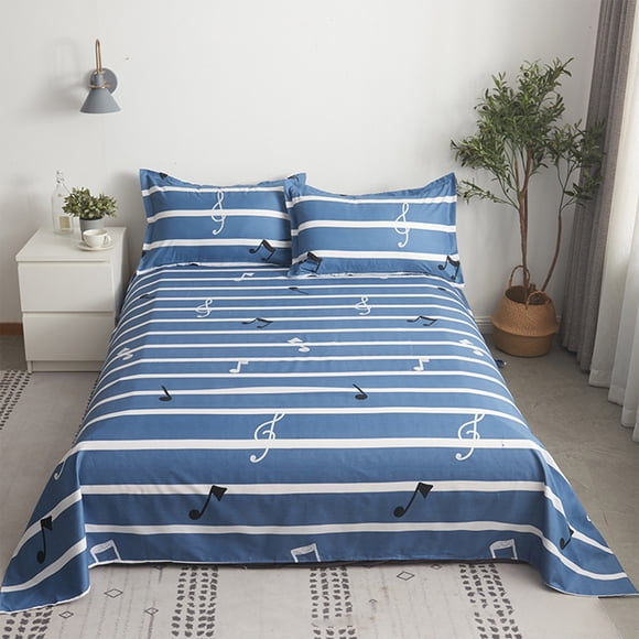 3 Piece Bedding Set with Flat Sheet and 2 Pillowcases Polyester Microfiber Bed Sheet Set for All Season Shrink and Fade Resistant Easy Care Twin Full Size 88.5x78.7 Inch Sheet with 31.4x19.6 Inch