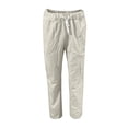 thumbnail image 4 of Yuyuzo Womens Cotton Linen Slacks Plus Size Lounge Pants Drawstring Waist Straight Leg Trousers Solid Color, 4 of 4