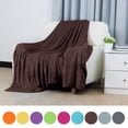 thumbnail image 1 of REGALWOVEN 1 Pcs Home Warm Soft Microplush Fleece Solid Throw Blanket Chocolate Color 78" x 90", 1 of 10