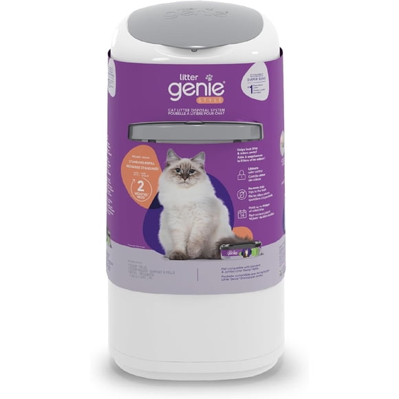 Refurbished Litter Genie I000710 Style Pail |Cat Litter Waste Disposal System for Odor Control | Includes 1 Square Refill Bag