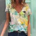 thumbnail image 1 of Hauts d'Été Grande Taille pour Femmes Chic Femmes Blouse d'Été Imprimée T-Shirts Décontractés Col en V Manches Courtes T-Shirts Hauts Col en V T-Shirt Femmes en Liquidation, 1 of 5